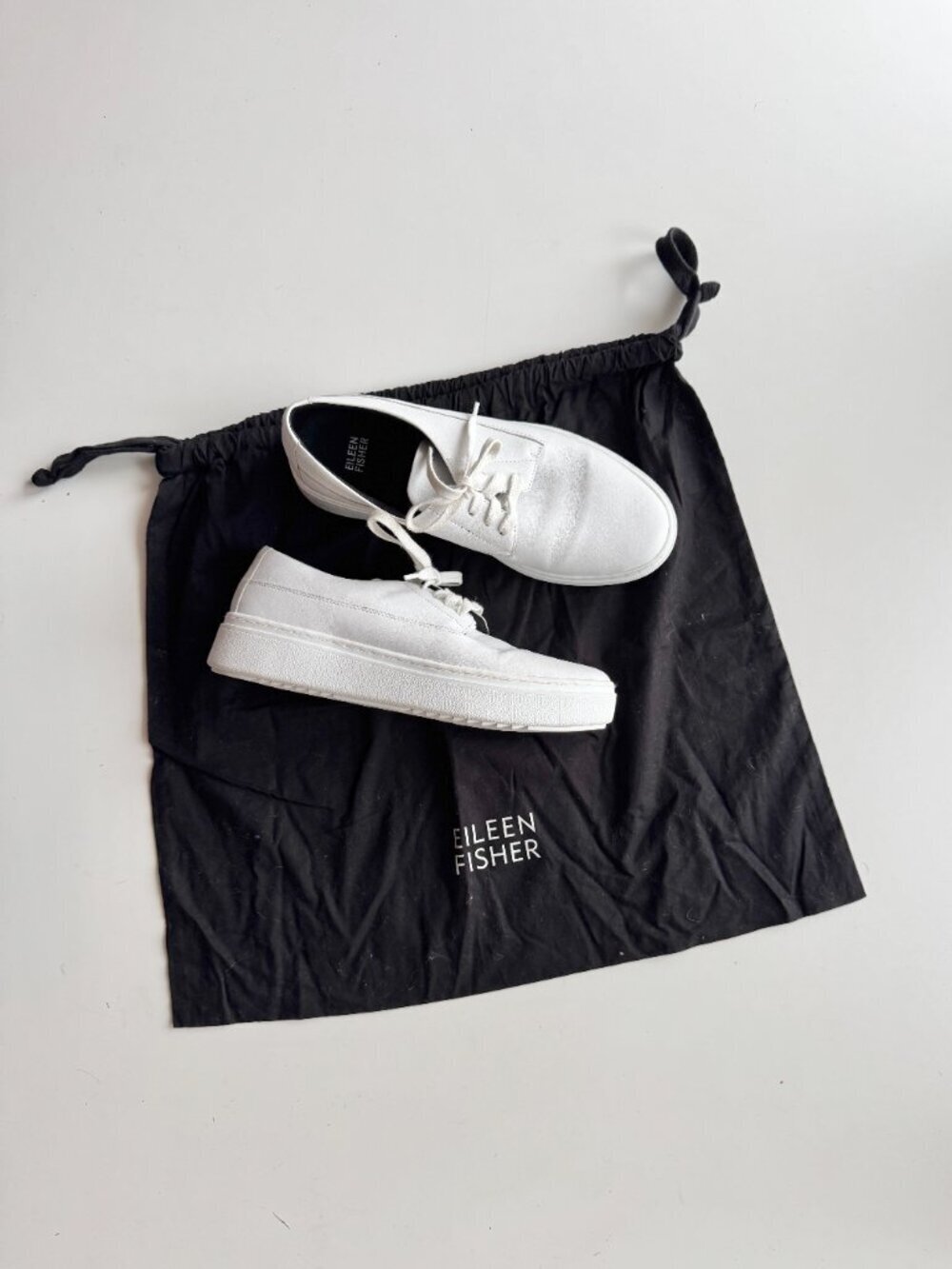 EILEEN FISHER Prop White Leather Lace Up Low Top Platform Sneakers Size 8.5